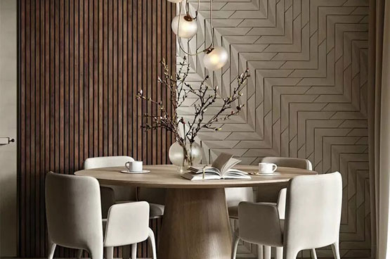Звукоизоляционные стеновые панели Cosca Decor. Пример оформления для кухни